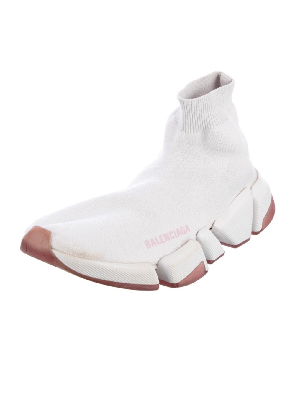 Balenciaga White Sock Sneaker with Pink Accents